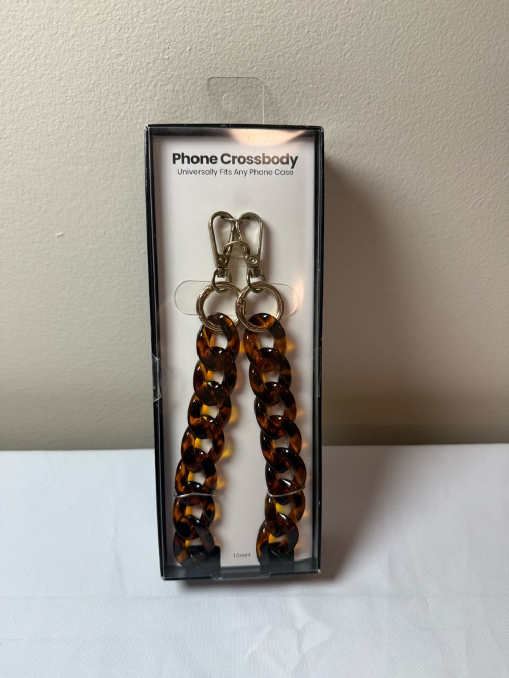 Phone Crossbody Strap - Tortoise Shell Brown